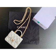 CHANEL Top Handle Micro Mini Wallet On Chain AP2200 White JK3206Xr72