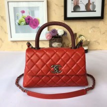 Chanel Tote Bag Red Original Calfskin Leather 92990 Silver JK5885iv85