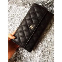 Chanel Tri-Fold Wallet Cannage Pattern Leather A48656 Black JK1473rh54