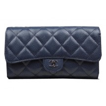 Chanel Tri-Fold Wallet Original Cannage Pattern Leather CHA31506 Royal JK1515bm74