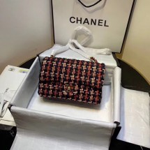 CHANEL Tweed Calfskin -Tone & Gold-Tone Metal AS1116 red JK4420Ty85