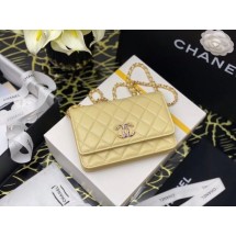 Chanel wallet on chain Grained Calfskin & Laquered Gold-Tone Metal AP2021 yellow JK3574np57