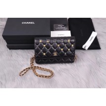 Chanel wallet on chain Lambskin & Gold-Tone Metal A81618 black JK1367xa43