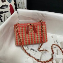 Chanel Weave Shoulder Bag AP1999 red JK3360Mc61