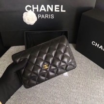 Chanel WOC Flap Bag Black Original Sheepskin Leather 33814 Glod JK5853JD63