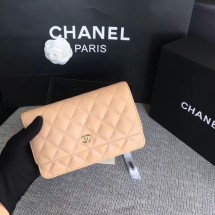 Chanel WOC Flap Bag Camel Original Sheepskin Leather 33814 Glod JK5851EB28