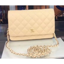 Chanel WOC mini Flap Bag Apricot Sheepskin A5373 Gold JK82FT35