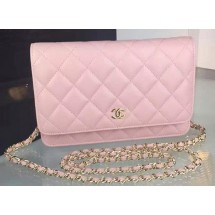 Chanel WOC mini Flap Bag Pink Sheepskin A5373 Gold JK94Gm74