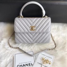 Cheap Chanel CC original lambskin top handle flap bag 92236V grey gold Buckle JK5068ZZ98