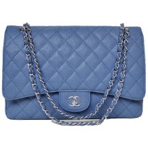 Cheap Chanel Maxi Quilted Classic Flap Bag Blue Cannage Patterns A58601 Silver JK685sJ42