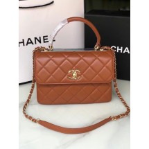 Cheap Chanel original lambskin top handle flap bag AS92236 brown&Gold-Tone Metal JK3094sZ66