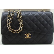 Cheap Fashion Chanel Original Caviar Leather Classic Flap Bag A28600 Black Gold JK1050sJ42