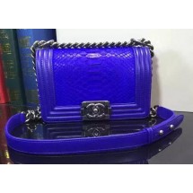 Copy 1:1 Boy Chanel Flap Shoulder Bag Snake Leather A67085 Blue JK429xD64