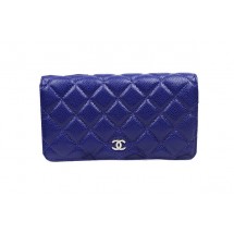 Copy 1:1 Chanel Bi-Fold Wallet in Original Cannage Pattern Leather CHA31509 Blue JK1524xD64