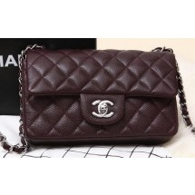 Copy 1:1 Chanel Classic Flap mini Bag Burgundy Original Cannage Pattern CHA1280 Silver JK794xD64