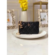 Copy 1:1 Chanel zipped wallet Goatskin AP31504-6 Black JK1159xD64