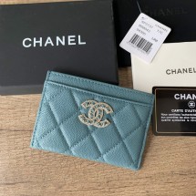 Copy Best Chanel card holder Calfskin AP2737 blue JK1115Qc72