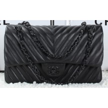 Copy Best Chanel Classic Flap Bag Lambskin Chevron Quilting A01112 Black JK750Qc72