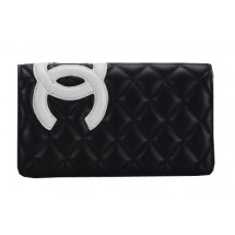 Copy Best Chanel Combon Bi-Fold Wallet White CC Logo A2622 Black JK1480Qc72