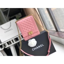 Copy Boy chanel handbag Grained Calfskin & Gold-Tone Metal AS0130 pink JK4692Ey31