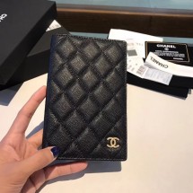 Copy Chanel Calfskin Leather & Gold-Tone Metal Wallet A80385 Black JK1236Ey31