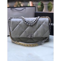 Copy CHANEL Lambskin 19 Flap Bag AS1162 gray JK2879Kn92