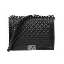 Designer Boy Chanel Flap Shoulder Bag Original Cannage Pattern A67087 Black JK916vs94