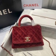 Designer Replica Chanel mini flap bag with top handle AS2215 Burgundy JK3569CF36