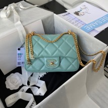 Designer Replica Chanel SMALL Lambskin FLAP BAG AS1792 light blue JK2839CF36