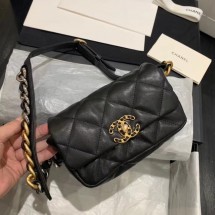 Fake Best Chanel 19 Bodypack Sheepskin Leather AS1163 black JK4134Nk59