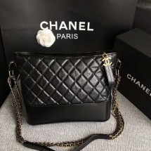 Fake Best Chanel Gabrielle Shoulder Bag Original Calfskin Leather A93842 Black JK5594Nk59