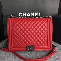 Fake Boy Chanel Flap Shoulder Bag Red Original Sheepskin Leather A67087 Silver JK5437Iw51