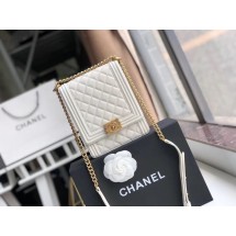 Fake Boy chanel handbag Grained Calfskin & Gold-Tone Metal AS0130 white JK4707Iw51