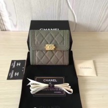 Fake Boy Chanel Matelasse Bi-Fold Wallet Cannage Pattern CHA5261 Green JK1465Hj78