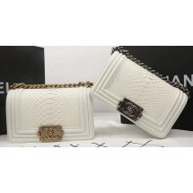 Fake Boy Chanel mini Flap Bag Original Python Leather A67085 OffWhite JK521Iw51