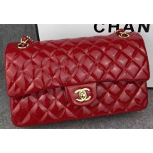 Fake Chanel 2.55 Series Double Flap Bag Red Original Patent Leather CF7024 Gold JK280Lh27