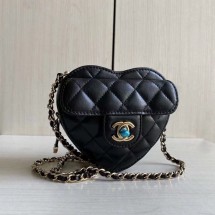 Fake Chanel 2022S Love Heart Original Lambskin Crossbody Chain Mini Bag AS3191 Black JK2528pE71