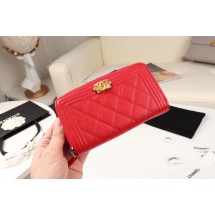 Fake Chanel Calfskin Leather & Gold-Tone Metal Wallet A80566 red JK1226tu77