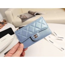 Fake Chanel classic card holder AP0374 sky blue JK1258qZ31