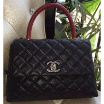 Fake Chanel Classic Top Handle Bag Original Cannage Pattern A95169 Black&Red JK460Sq37