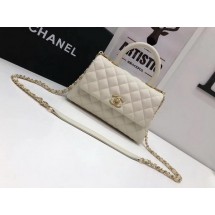 Fake Chanel Classic Top Handle Bag White Cannage Pattern A92290 Gold JK5380bz90