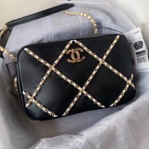 Fake Chanel cross-body bag AS2384 black & white JK3447ny77