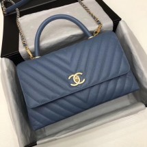 Fake Chanel Flap Bag with Top Handle A92991 blue JK5038EQ38