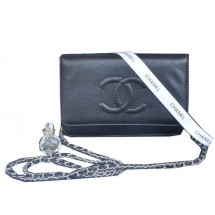 Fake Chanel Flap Shoulder Bag Black Calfskin Leather CHA33817 Silver JK1073xE84