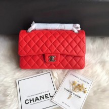 Fake Chanel Flap Shoulder Bag Original Deer leather A1112 red silver chain JK5083pE71