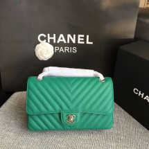 Fake Chanel Flap Shoulder Bags Green Original Calfskin Leather CF1112 Silver JK5768EQ38