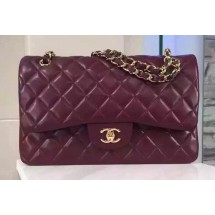 Fake Chanel Jumbo Classic Flap Bag Burgundy Sheepskin Leather A1113 Gold JK236kw88