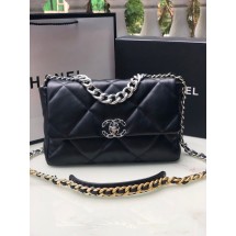 Fake CHANEL Lambskin 19 Flap Bag AS1161 black JK2893pE71