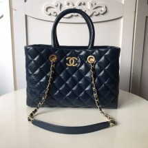 Fake Chanel large shopping bag Aged Calfskin & Gold-Tone Metal A57974 Blue JK4831Lh27