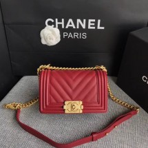 Fake Chanel Le Boy Flap Shoulder Bag Original Calf leather A67085 deep red Gold Buckle JK5208QF99